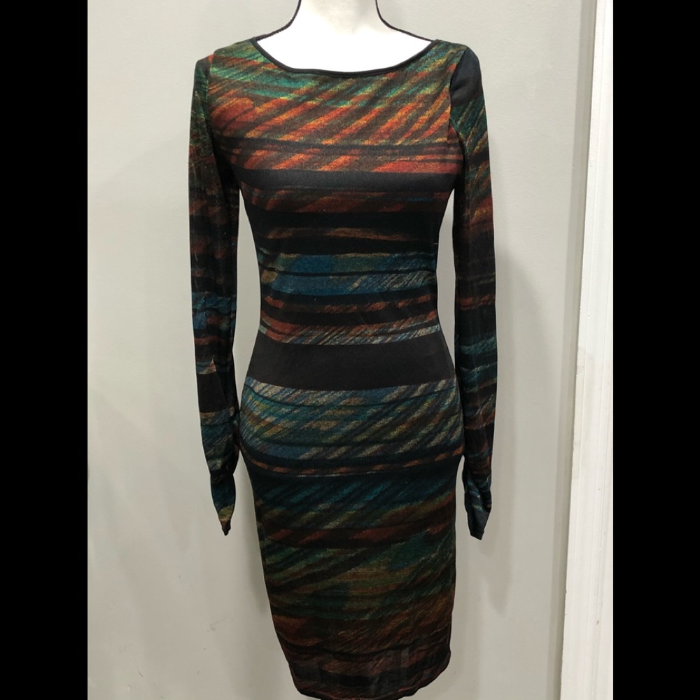 Long Sleeve Fitted dress Multicolor